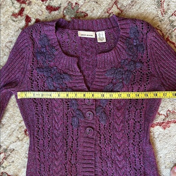 DKNY Plum Button-Up Cardigan - Picture 8 of 9